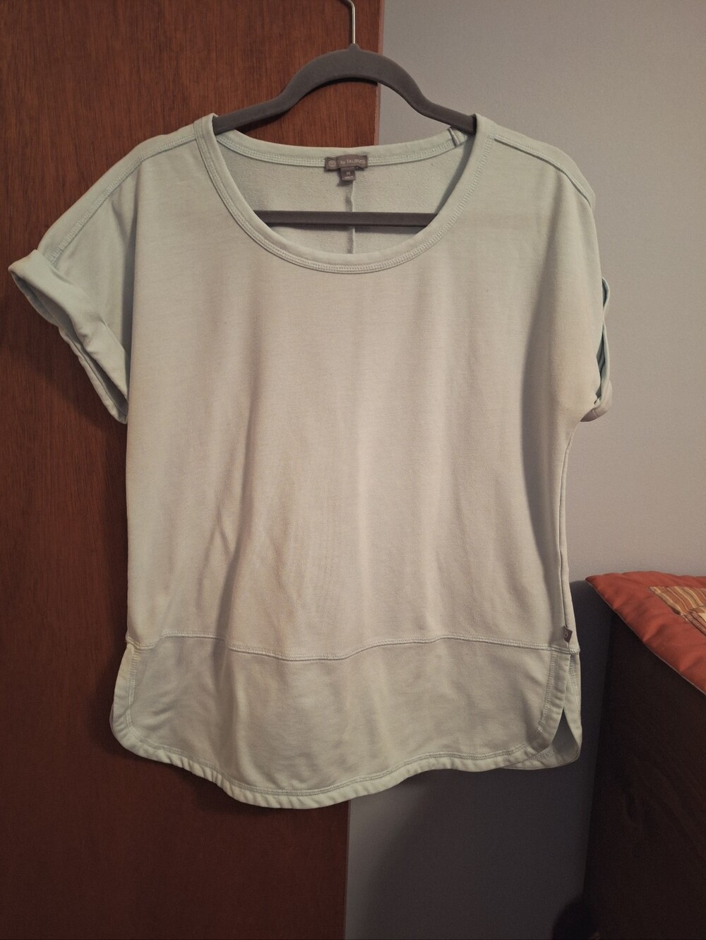 Final Price* T By Talbots Mint Green Rolled SS Tee Curved Hem Women's Size M